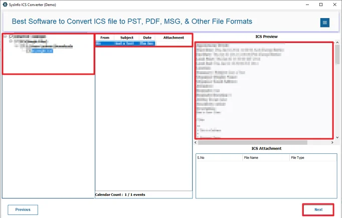 Preview and select your files and hit Next.