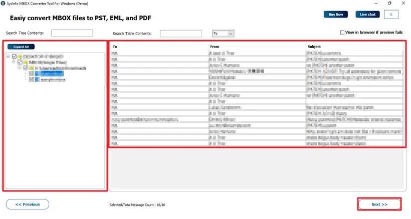 After that, preview and check files, and click Next.