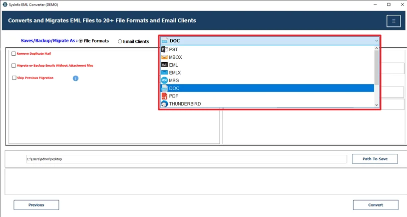 Further, choose the DOC file format.