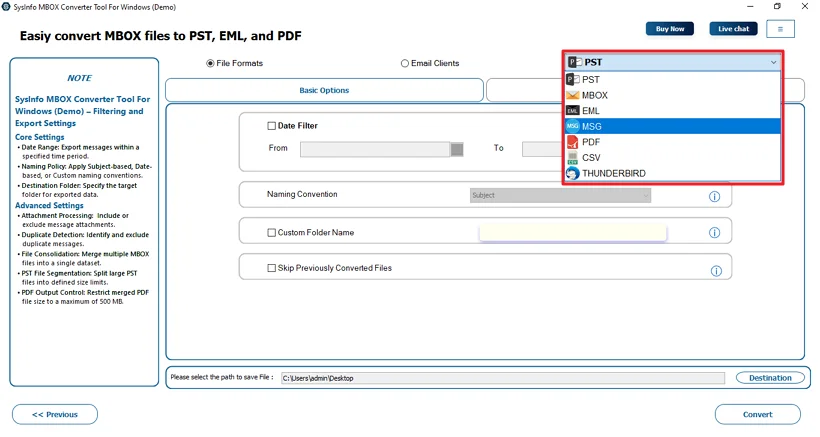 Afterwards, choose the desired file format.