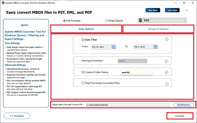 Finally, use the filters and click Convert.