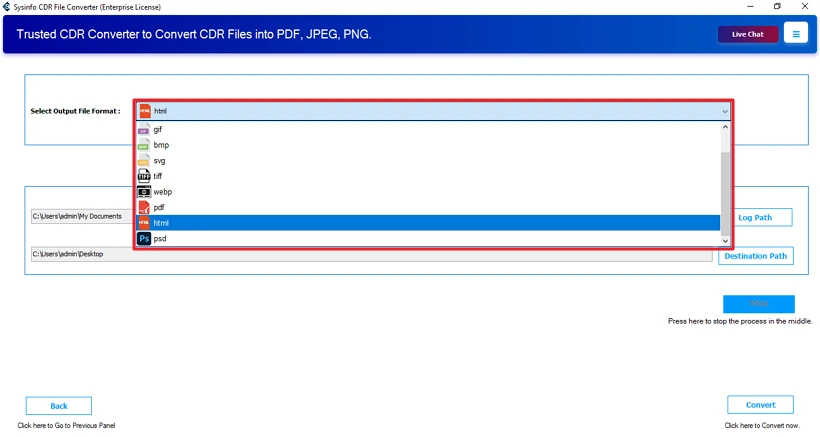Convert CDR to HTML
 step 3