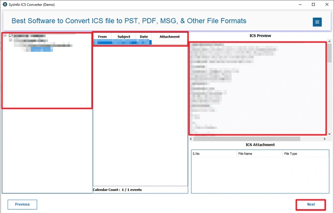 Convert ICS to EML
step 3