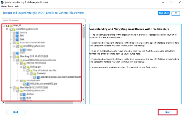 Then, expand folders and choose to export and click Next.