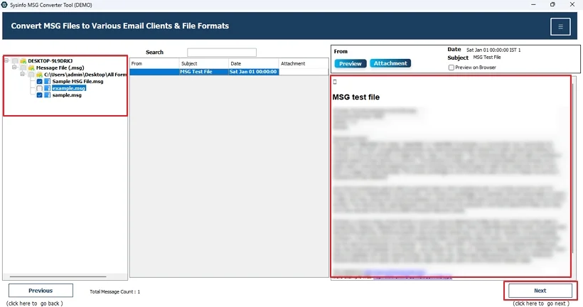 After that, choose the folders from the preview panel for conversion and click Next. 
