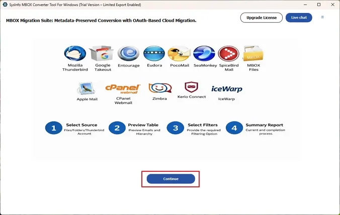 At first, download and run the MBOX Exporter software