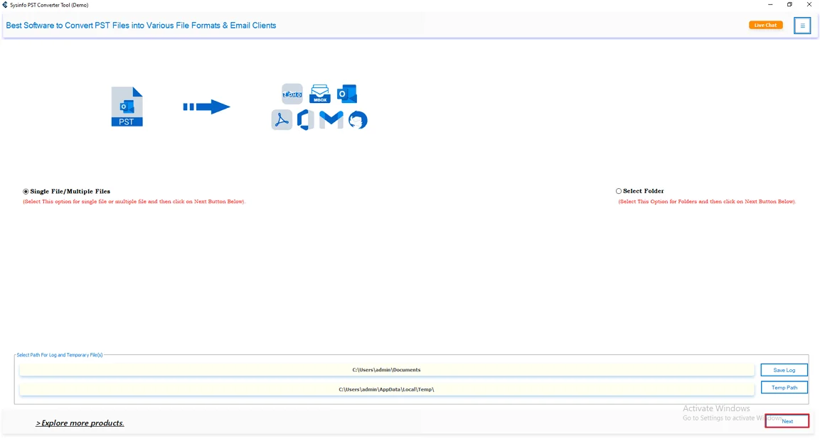 Firstly, download and launch the PST Converter tool on your system. Press Next.
