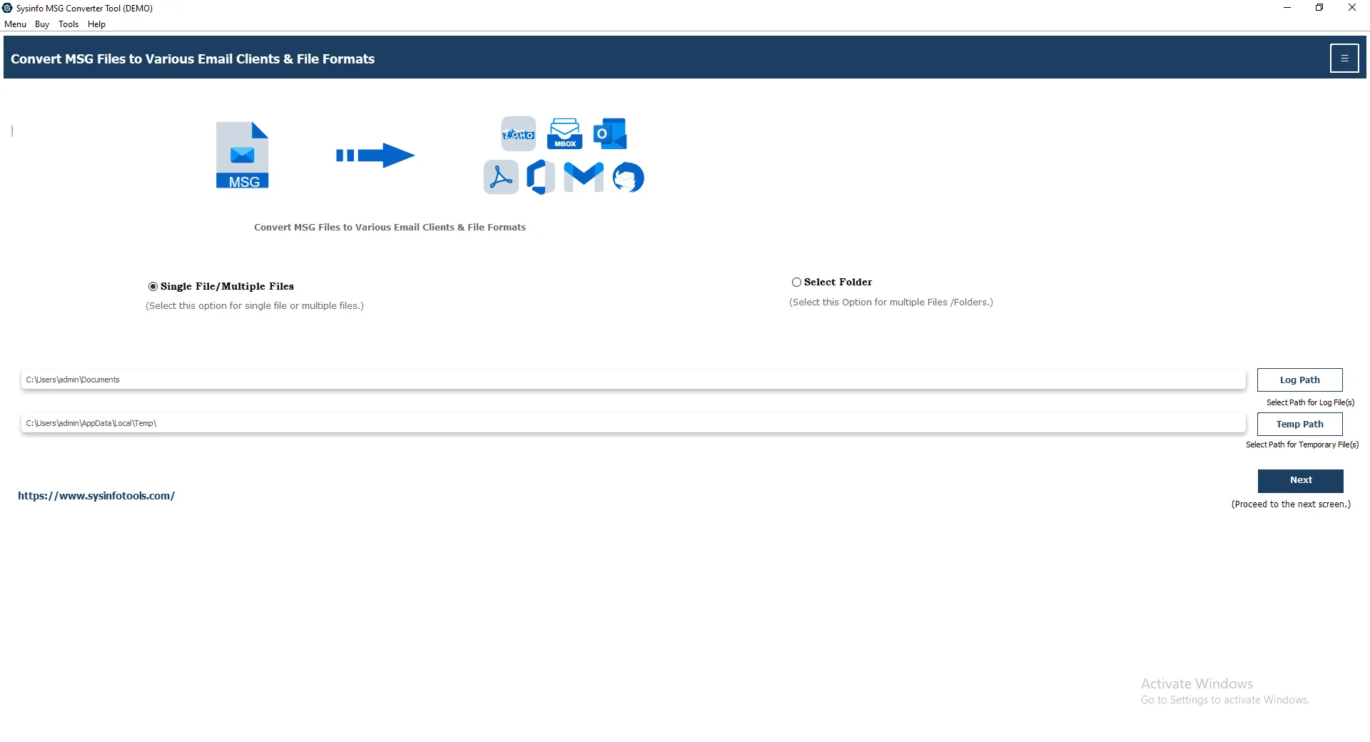 First, install and launch the MSG Converter.