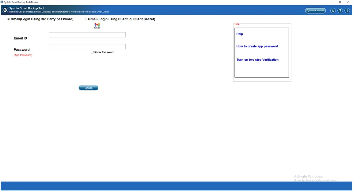 At first, install and open the Gmail Backup Tool on your system.
