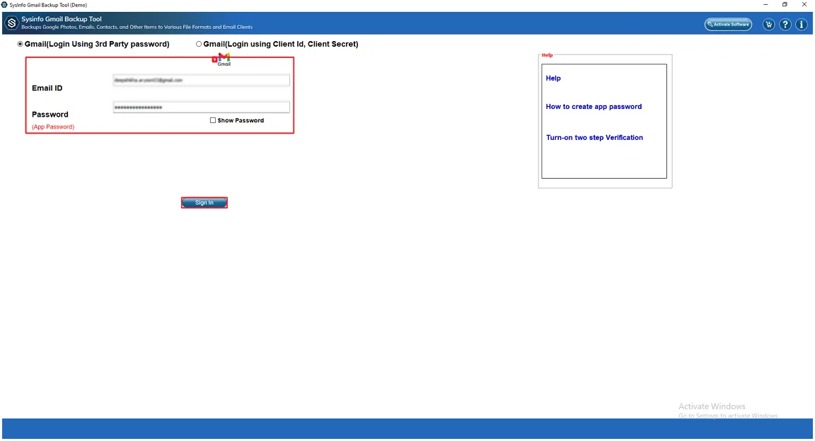 After that, provide your Gmail ID and Password and press Sign In.