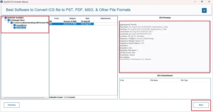 Further, verify contents and select files. Tap Next. 