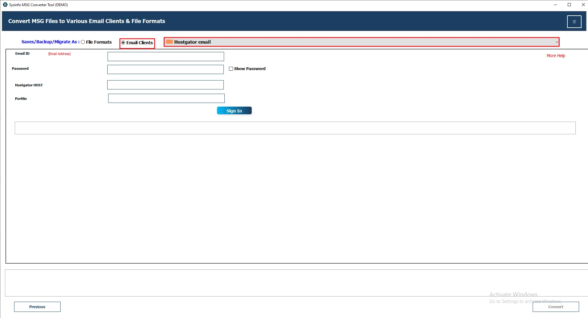 Then, select HostGator email as the email client.