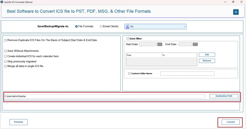 Finally, specify the target path and click Convert to save. 