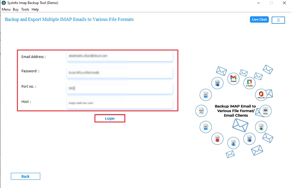 Next, provide your iCloud credentials and press Login.