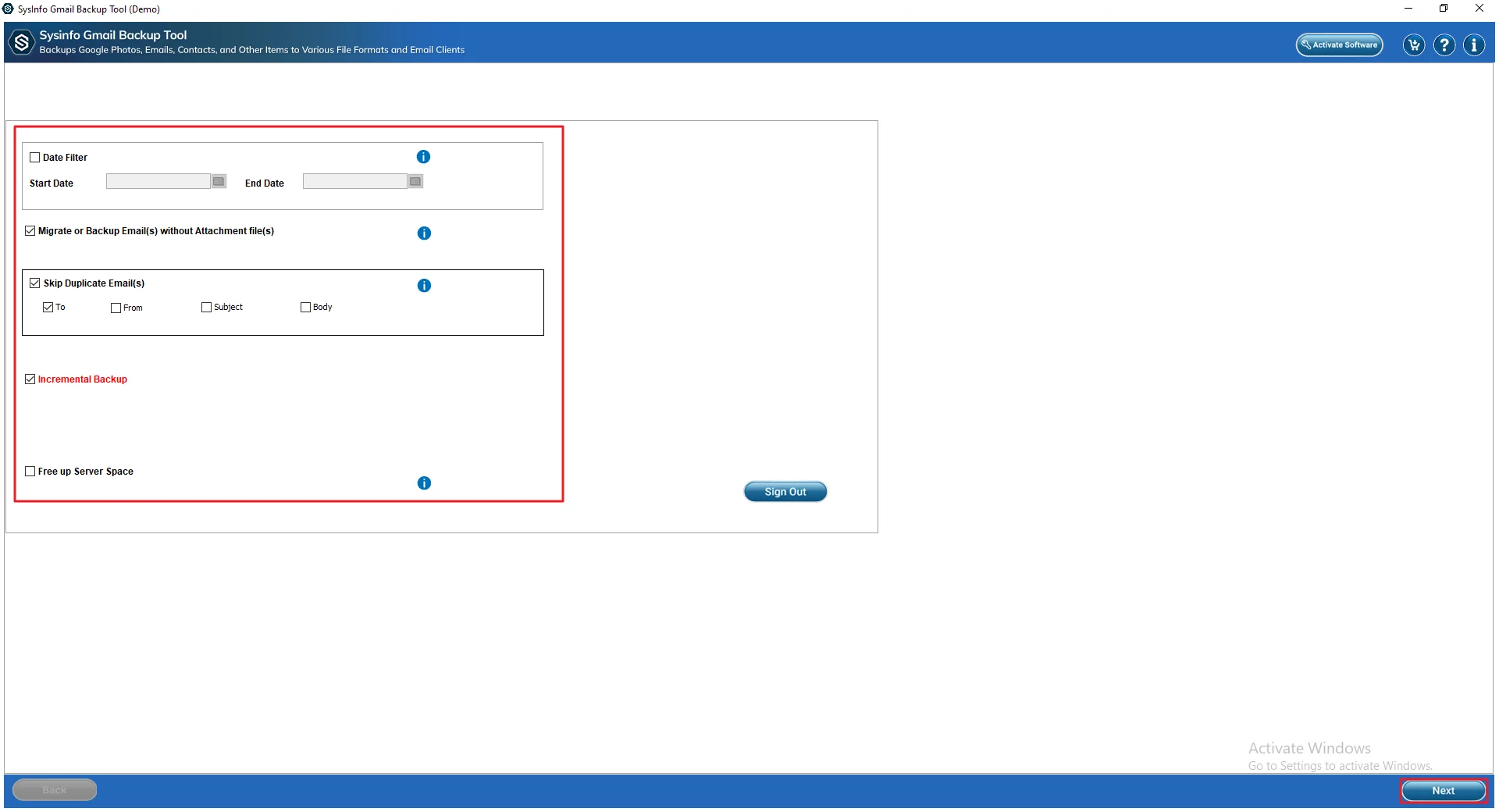 Now, apply filters/features and click Next.