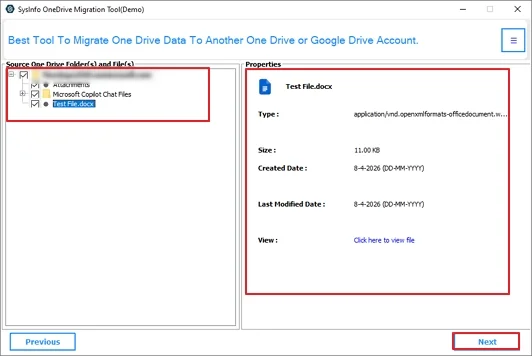From there, you can double-click on the file to preview its details and then select the files to export. 