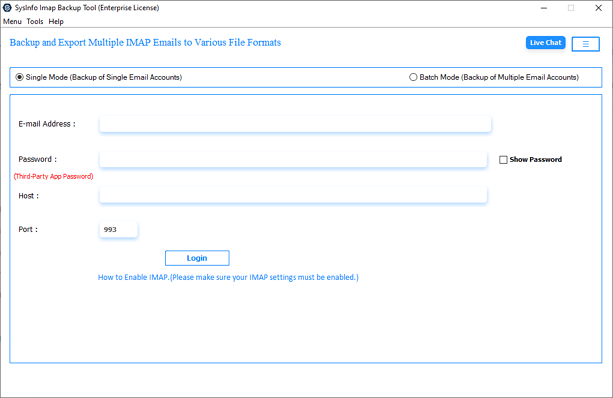 Firstly, download and launch the IMAP Migration Tool on your computer.