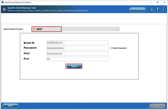 Select IMAP from the drop-down menu available in the Email Clients and sign in with your Yahoo credentials.