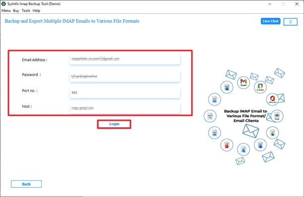 Then, log in with the New Server credentials.