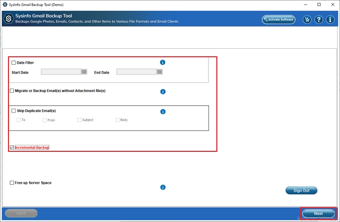 Apply filters like date range or duplicate removal as needed.