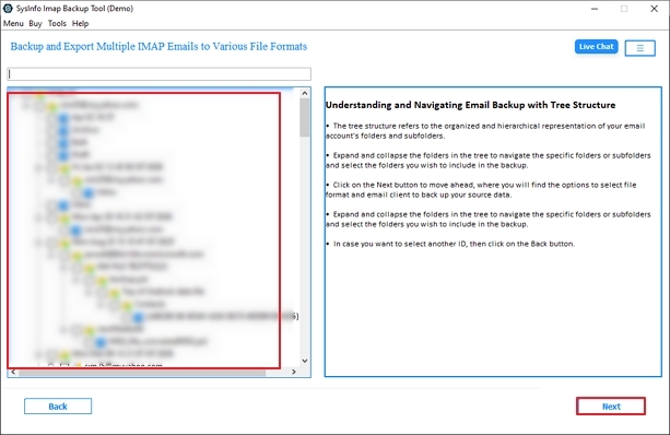 You can expand the mailbox in the left panel and select the folders to migrate.