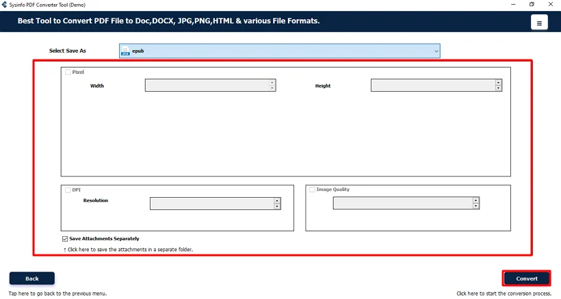 Finally, apply the available filters and click Convert.