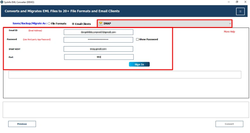 Thereafter, choose IMAP and use Proton Mail credentials to sign in.