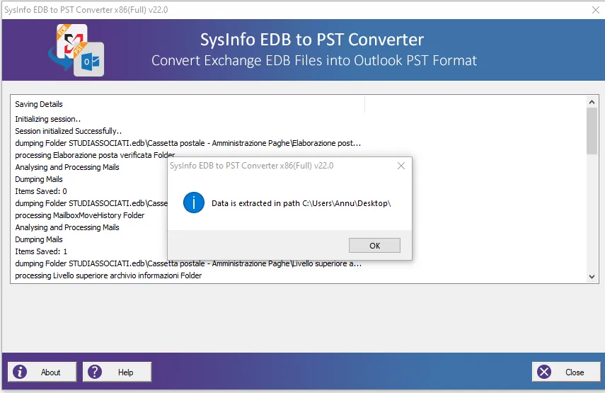 screenshot of EDB to PST Converter