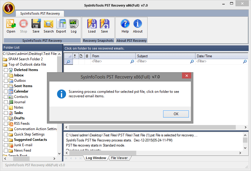 screenshot of Outlook PST Recovery