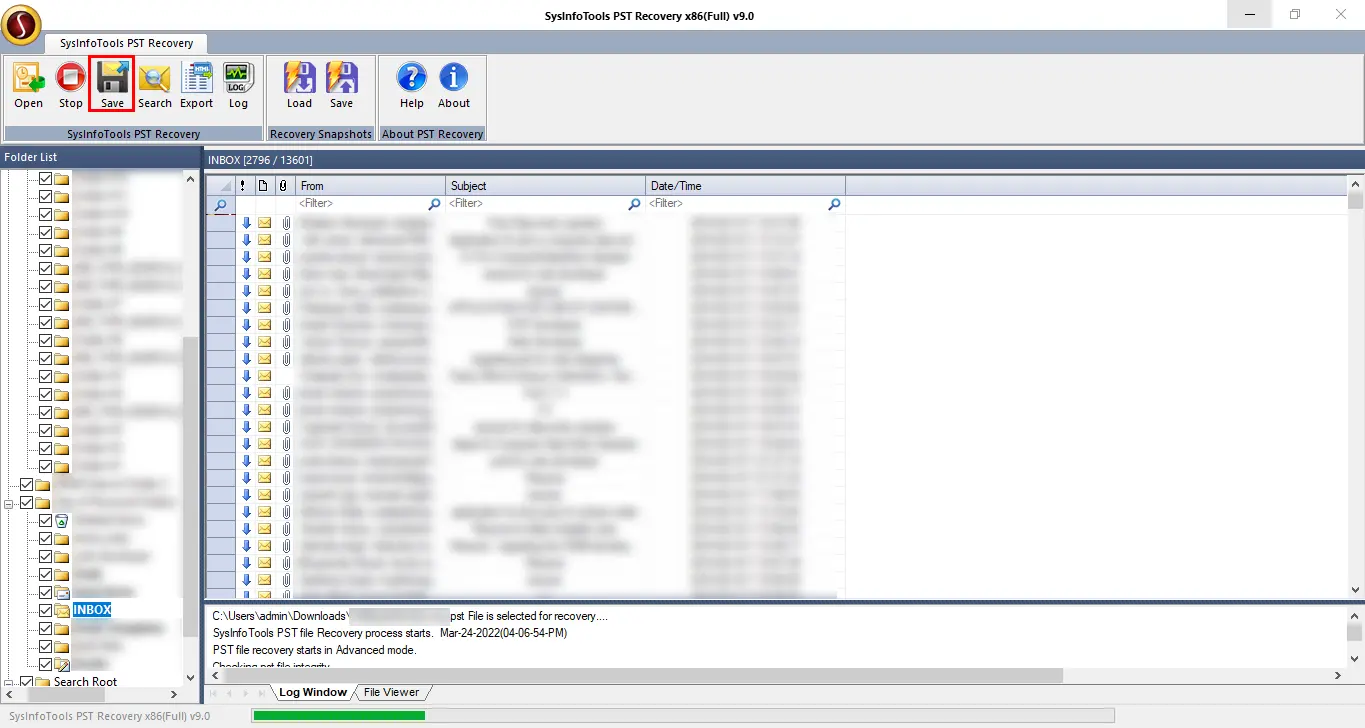 screenshot of Outlook PST Recovery