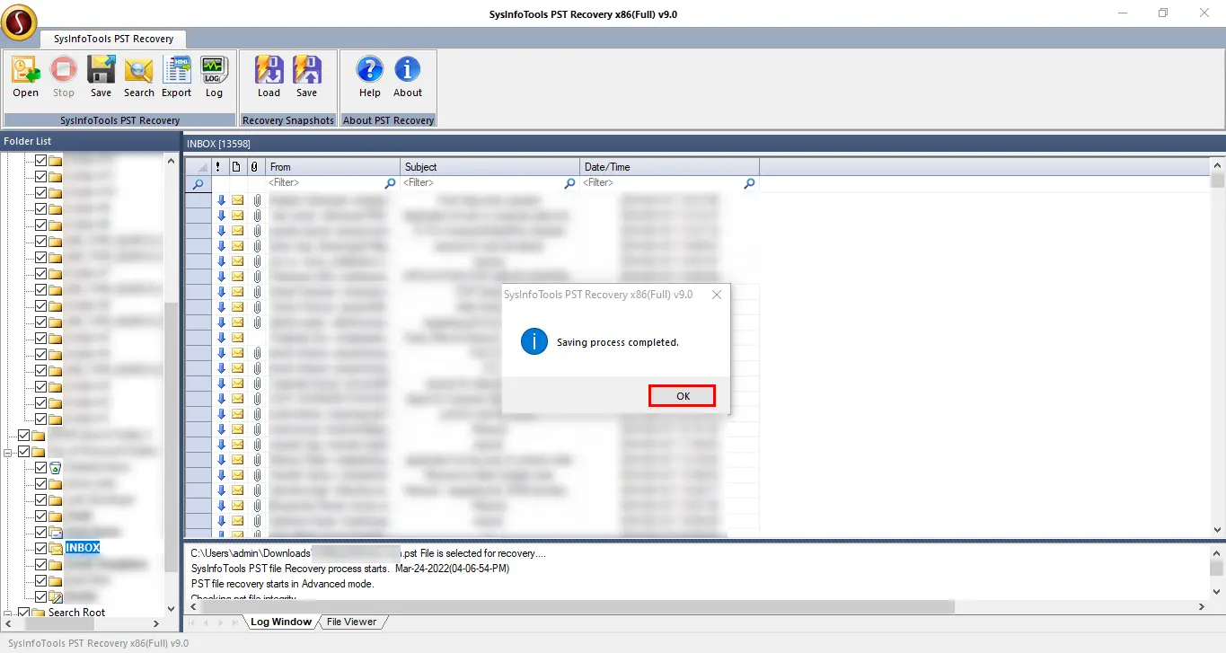 screenshot of Outlook PST Recovery