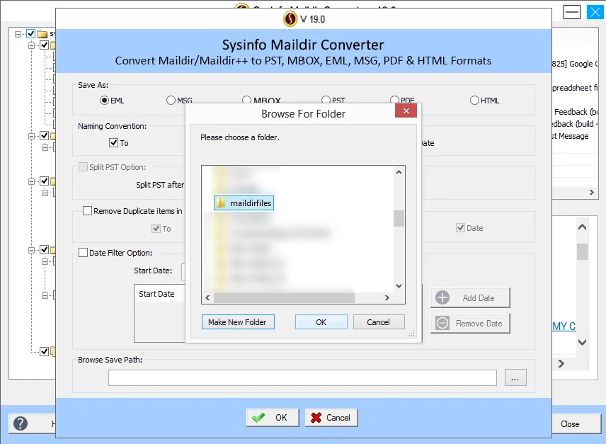 screenshot of Maildir to PST Converter